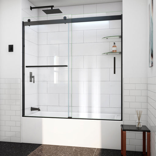DreamLine TDVH60W620VXX09 Sapphire-V Bypass Tub Door in Satin Black, Clear Glass