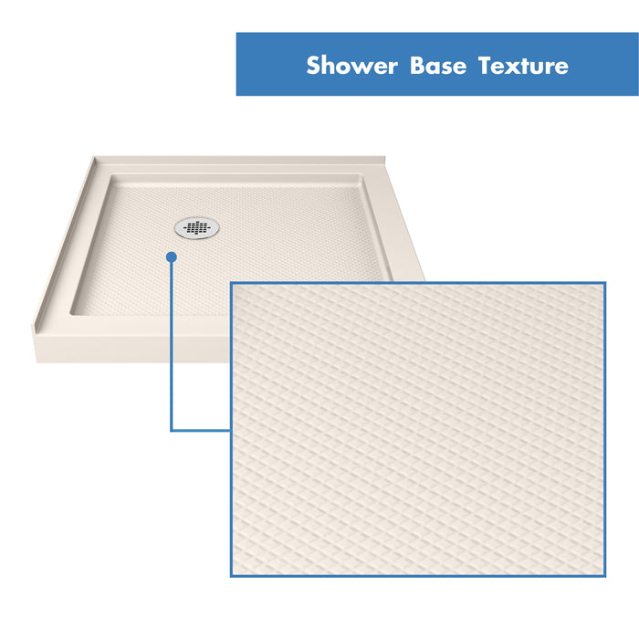 DreamLine DL-6527QC-22-04 Aqua-Q Fold 32" D x 32" W x 76 3/4" H Frameless Bi-Fold Shower Door in Brushed Nickel with Biscuit Base and Walls Kit