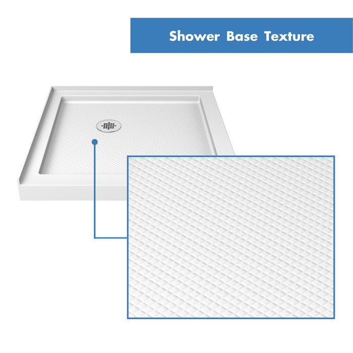 DreamLine DL-6715-01CL Flex 36"D x 36"W x 74 3/4"H Semi-Frameless Pivot Shower Enclosure in Chrome with Corner Drain White Base