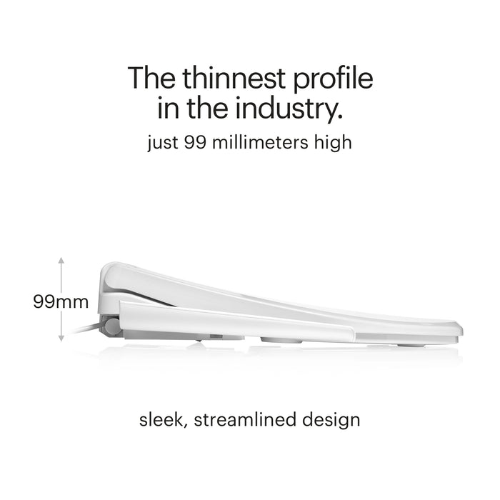 Brondell T22-EW Swash Thinline Luxury Bidet Toilet Seat with Side Arm Control, Elongated White