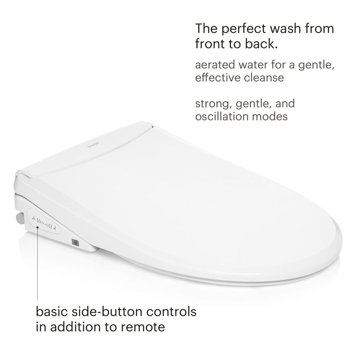 Brondell T44-EW Swash Thinline Luxury Bidet Toilet Seat with Remote Control, Elongated White