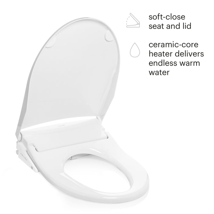 Brondell T44-EW Swash Thinline Luxury Bidet Toilet Seat with Remote Control, Elongated White