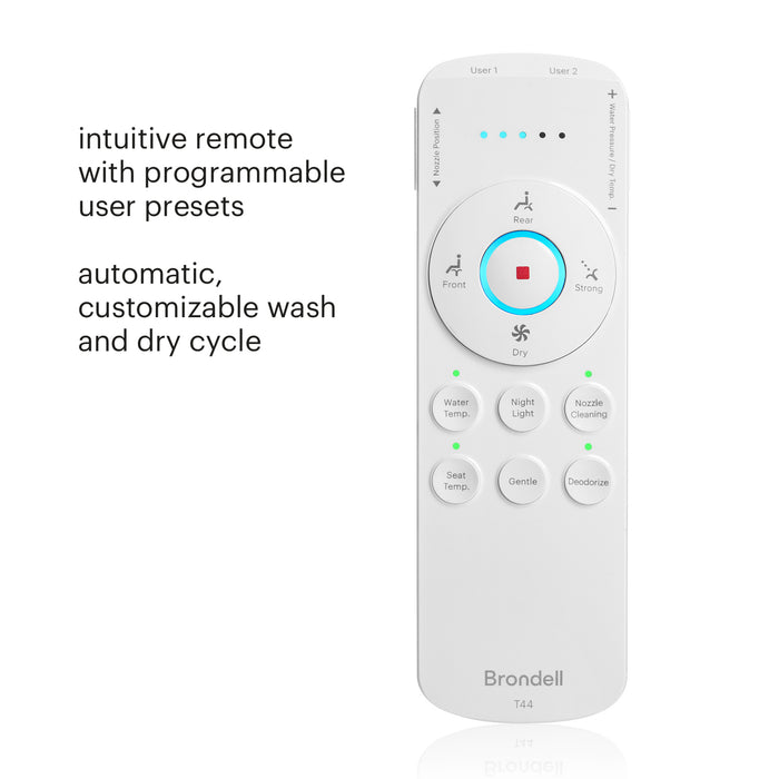 Brondell T44-EW Swash Thinline Luxury Bidet Toilet Seat with Remote Control, Elongated White