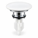 Matte white TOTO ceramic drain cover and chrome drain fitting