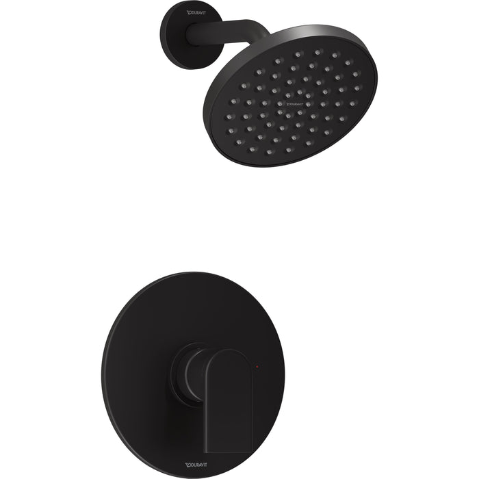 Duravit TU4300000U46 Tulum by Starck Single Handle Shower Faucet Kit in Matte Black, with Pressure Balance Valve