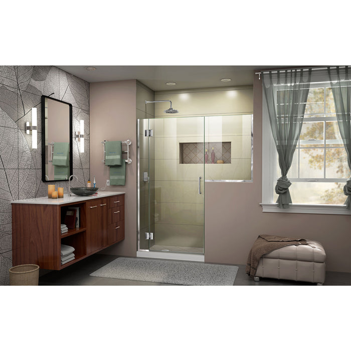 DreamLine D1243036-01 Unidoor-X 60-60 1/2"W x 72"H Frameless Hinged Shower Door in Chrome