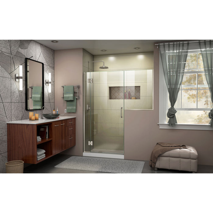 DreamLine D1242434-04 Unidoor-X 54-54 1/2"W x 72"H Frameless Hinged Shower Door in Brushed Nickel