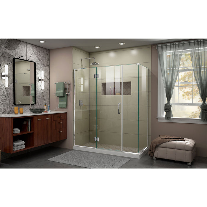 DreamLine E32614534L-01 Unidoor-X 64 1/2"W x 34 3/8"D x 72"H Frameless Hinged Shower Enclosure in Chrome