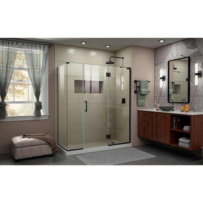 DreamLine E32514534R-09 Unidoor-X 63 1/2"W x 34 3/8"D x 72"H Frameless Hinged Shower Enclosure in Satin Black