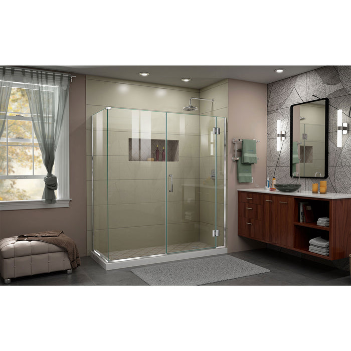 DreamLine E12830534-01 Unidoor-X 64 1/2"W x 34 3/8"D x 72"H Frameless Hinged Shower Enclosure in Chrome
