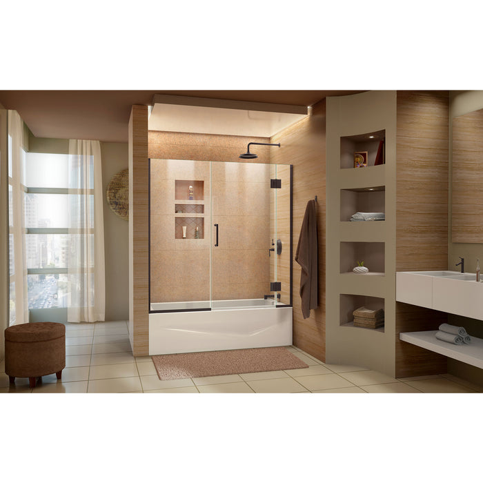 DreamLine D58580-06 Unidoor-X 58-58 1/2"W x 58"H Frameless Hinged Tub Door in Oil Rubbed Bronze