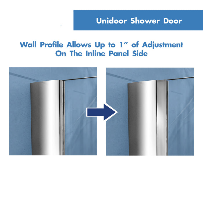 DreamLine SHDR-20537210S-06 Unidoor 53-54"W x 72"H Frameless Hinged Shower Door with Shelves in Oil Rubbed Bronze - Bath4All