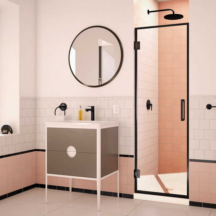 Dreamline SHDR-202472E-09 Unidoor Edge 24"W x 72"H Frameless Hinged Shower Door in Satin Black