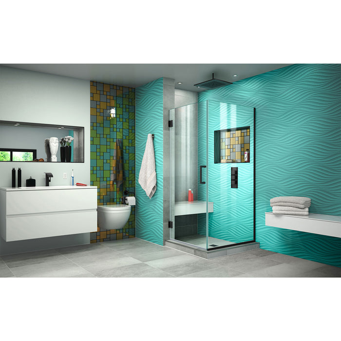 DreamLine SHEN-24300300F-09 Unidoor Plus 30 3/8"W x 30"D x 72"H Frameless Hinged Shower Enclosure in Satin Black