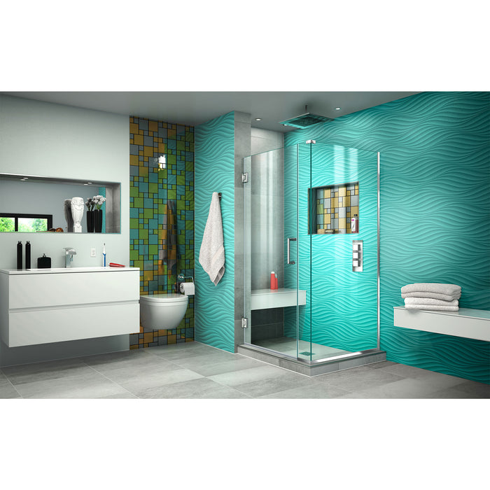 DreamLine SHEN-24365300-01 Unidoor Plus 36 1/2"W x 30 3/8"D x 72"H Frameless Hinged Shower Enclosure in Chrome