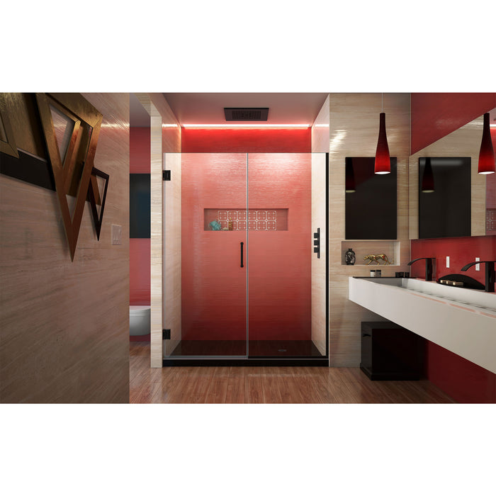 DreamLine SHDR-245807210-09 Unidoor Plus 58-58 1/2"W x 72"H Frameless Hinged Shower Door in Satin Black