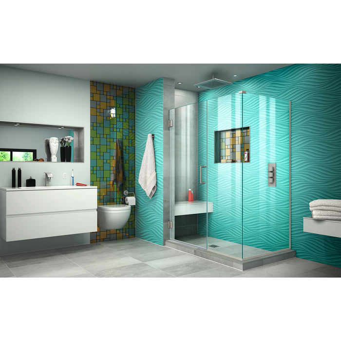 DreamLine SHEN-24515300-04 Unidoor Plus 51 1/2"W x 30 3/8"D x 72"H Frameless Hinged Shower Enclosure in Brushed Nickel