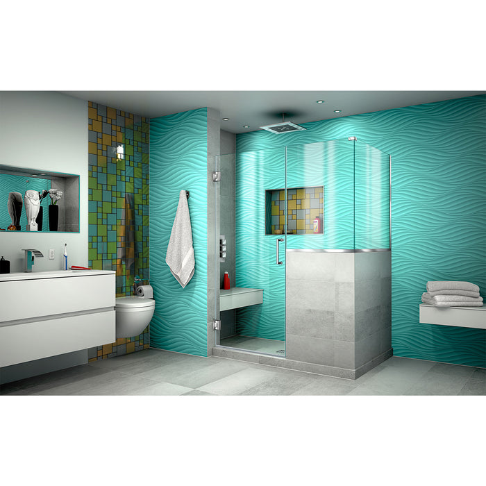 DreamLine SHEN-2423243630-01 Unidoor Plus 47"W x 30 3/8"D x 72"H Frameless Hinged Shower Enclosure in Chrome