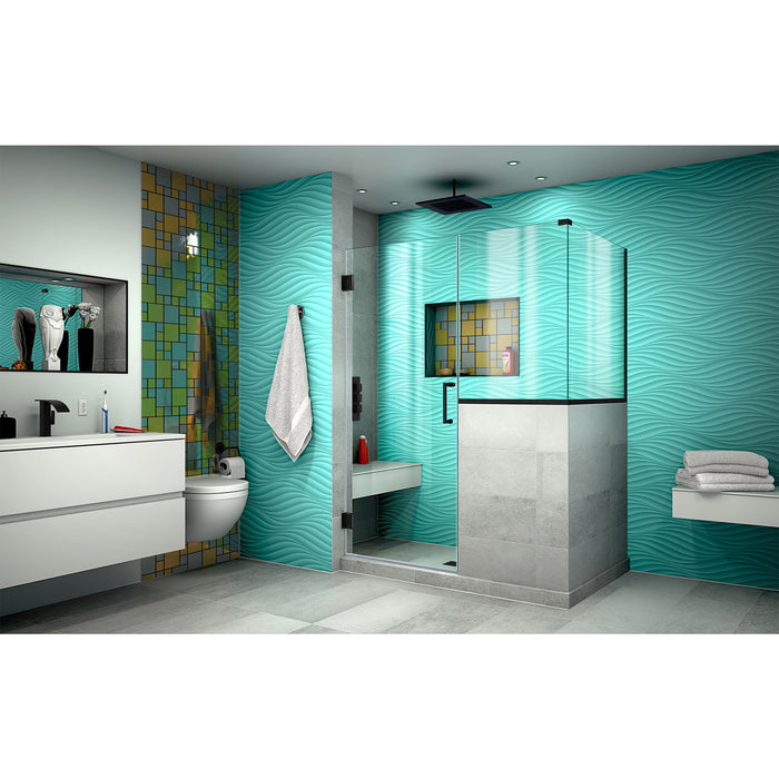 DreamLine SHEN-2423243436-09 Unidoor Plus 47"W x 36 3/8"D x 72"H Frameless Hinged Shower Enclosure in Satin Black