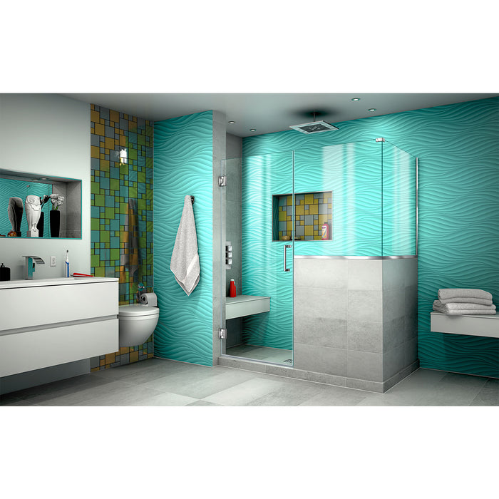DreamLine SHEN-2424303430-01 Unidoor Plus 54"W x 30 3/8"D x 72"H Frameless Hinged Shower Enclosure in Chrome
