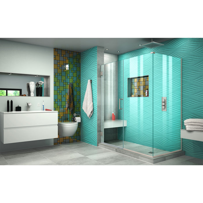 DreamLine SHEN-24580300-04 Unidoor Plus 58"W x 30 3/8"D x 72"H Frameless Hinged Shower Enclosure in Brushed Nickel