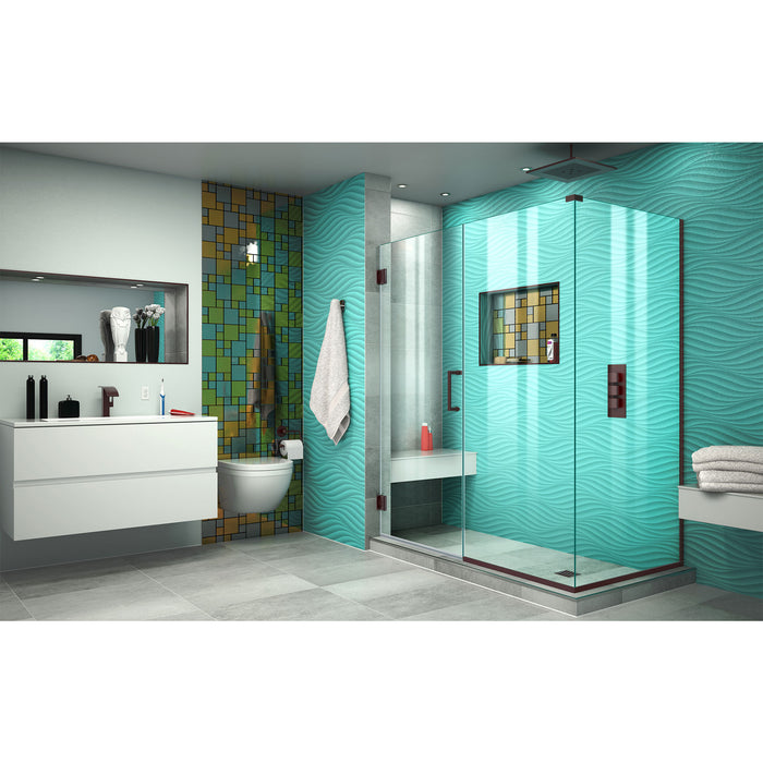 DreamLine SHEN-24605340-06 Unidoor Plus 60 1/2"W x 34 3/8"D x 72"H Frameless Hinged Shower Enclosure in Oil Rubbed Bronze