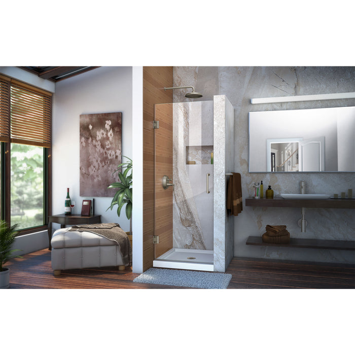 DreamLine SHDR-20307210F-04 Unidoor 30"W x 72"H Frameless Hinged Shower Door in Brushed Nickel