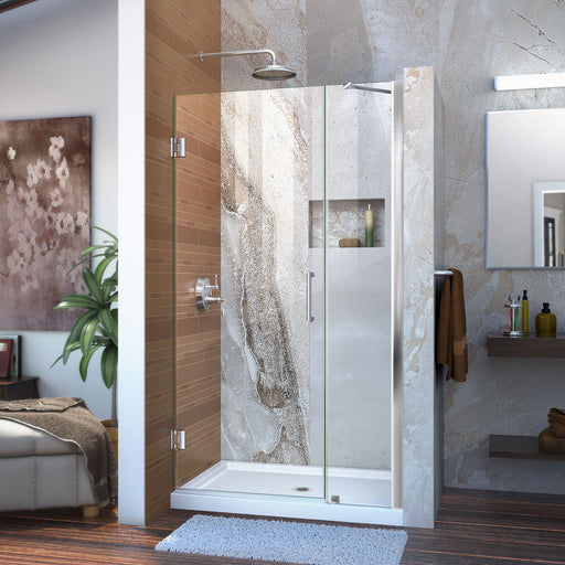 DreamLine SHDR-20397210-01 Unidoor 39-40"W x 72"H Frameless Hinged Shower Door with Support Arm in Chrome - Bath4All