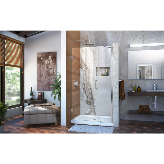 DreamLine SHDR-20407210-01 Unidoor 40-41"W x 72"H Frameless Hinged Shower Door with Support Arm in Chrome - Bath4All