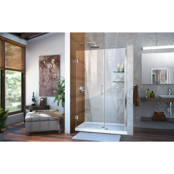 DreamLine SHDR-20457210S-01 Unidoor 45-46"W x 72"H Frameless Hinged Shower Door with Shelves in Chrome - Bath4All