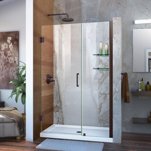 DreamLine SHDR-20457210S-06 Unidoor 45-46"W x 72"H Frameless Hinged Shower Door with Shelves in Oil Rubbed Bronze - Bath4All