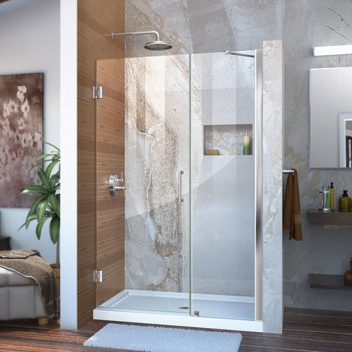 DreamLine SHDR-20447210-01 Unidoor 44-45"W x 72"H Frameless Hinged Shower Door with Support Arm in Chrome - Bath4All