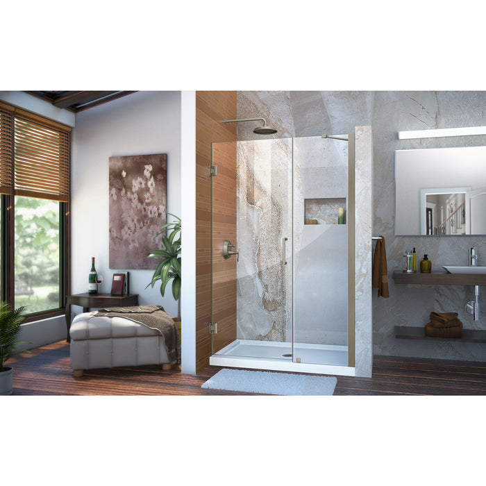 DreamLine SHDR-20417210C-04 Unidoor 41-42"W x 72"H Frameless Hinged Shower Door with Support Arm in Brushed Nickel - Bath4All