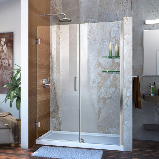 DreamLine SHDR-20517210S-01 Unidoor 51-52"W x 72"H Frameless Hinged Shower Door with Shelves in Chrome - Bath4All