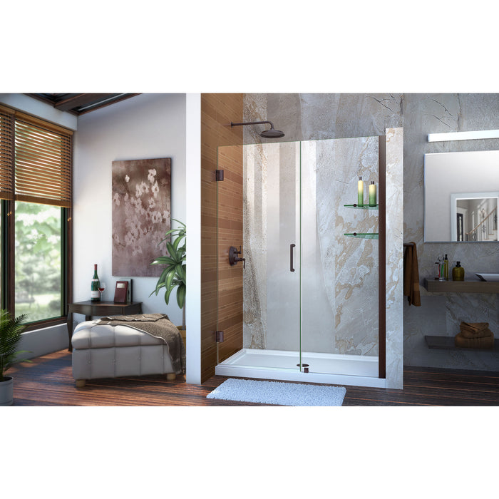 DreamLine SHDR-20537210S-06 Unidoor 53-54"W x 72"H Frameless Hinged Shower Door with Shelves in Oil Rubbed Bronze - Bath4All