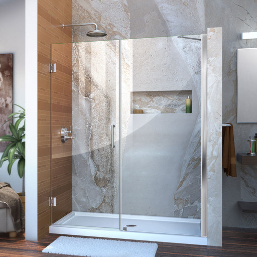 DreamLine SHDR-20597210-01 Unidoor 59-60"W x 72"H Frameless Hinged Shower Door with Support Arm in Chrome - Bath4All