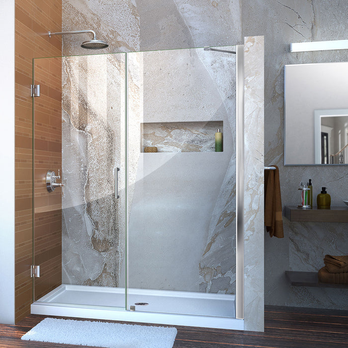 DreamLine SHDR-20597210-01 Unidoor 59-60"W x 72"H Frameless Hinged Shower Door with Support Arm in Chrome - Bath4All