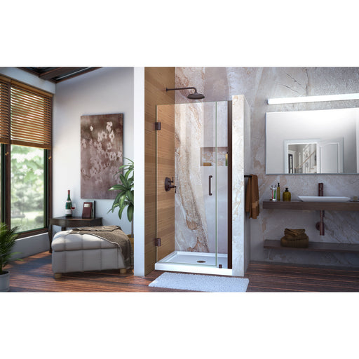 DreamLine SHDR-20337210-06 Unidoor 33-34"W x 72"H Frameless Hinged Shower Door in Oil Rubbed Bronze - Bath4All