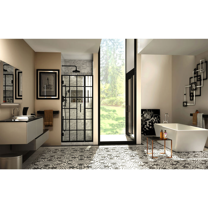 DreamLine SHDR-2434720-89 Unidoor Toulon 34-34 1/2"W x 72"H Frameless Hinged Shower Door in Satin Black