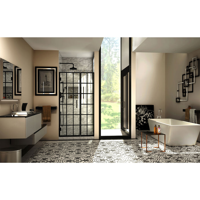 DreamLine SHDR-2440720-89 Unidoor Toulon 40-40 1/2"W x 72"H Frameless Hinged Shower Door in Satin Black