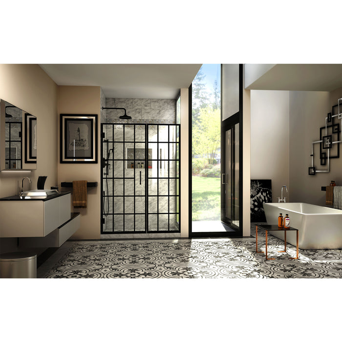 DreamLine SHDR-2452720-89 Unidoor Toulon 52-52 1/2"W x 72"H Frameless Hinged Shower Door in Satin Black