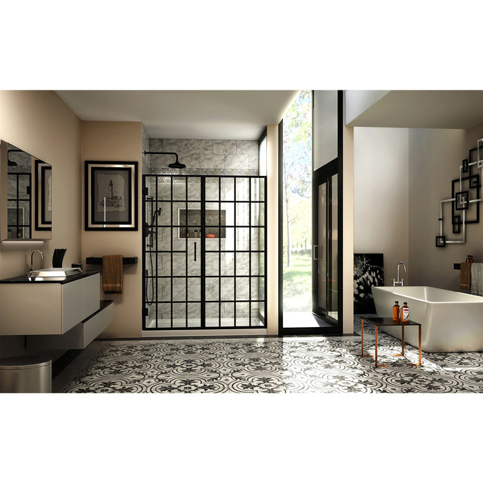 DreamLine SHDR-2458720-89 Unidoor Toulon 58-58 1/2"W x 72"H Frameless Hinged Shower Door in Satin Black