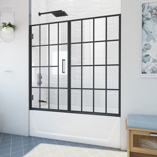 DreamLine SHDR-2458580-89 Unidoor Toulon 58" W x 58" Frameless Hinged Tub Door in Satin Black