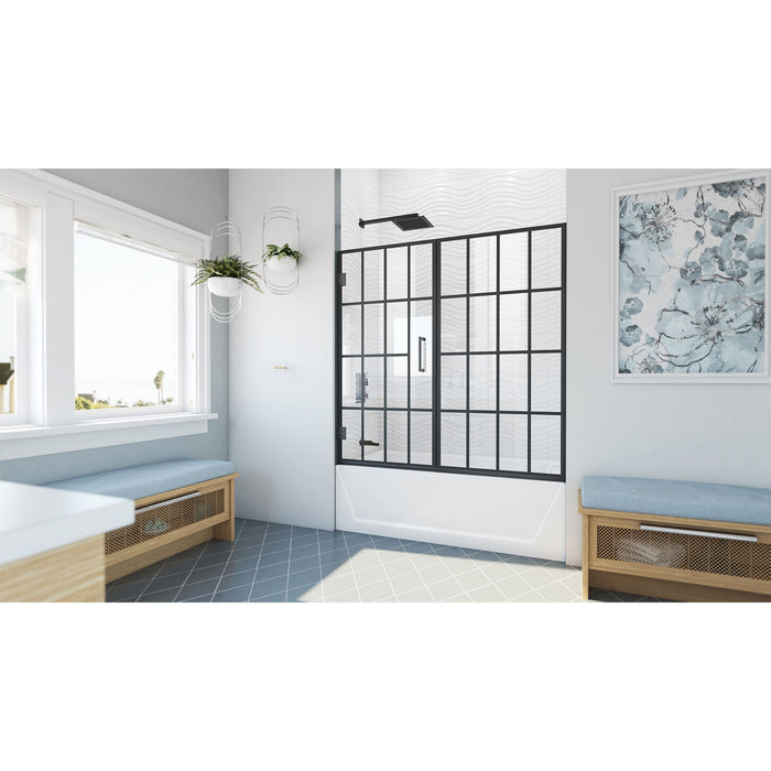 DreamLine SHDR-2458580-89 Unidoor Toulon 58"W x 58"H Frameless Hinged Tub Door in Satin Black