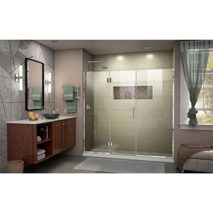 DreamLine D32314572L-01 Unidoor-X 61 1/2-62"W x 72"H Frameless Hinged Shower Door in Chrome