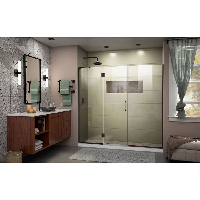 DreamLine D32614572L-06 Unidoor-X 64 1/2-65"W x 72"H Frameless Hinged Shower Door in Oil Rubbed Bronze