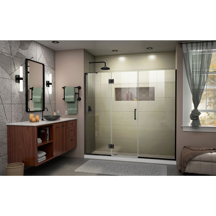 DreamLine D3231472L-09 Unidoor-X 61-61 1/2"W x 72"H Frameless Hinged Shower Door in Satin Black