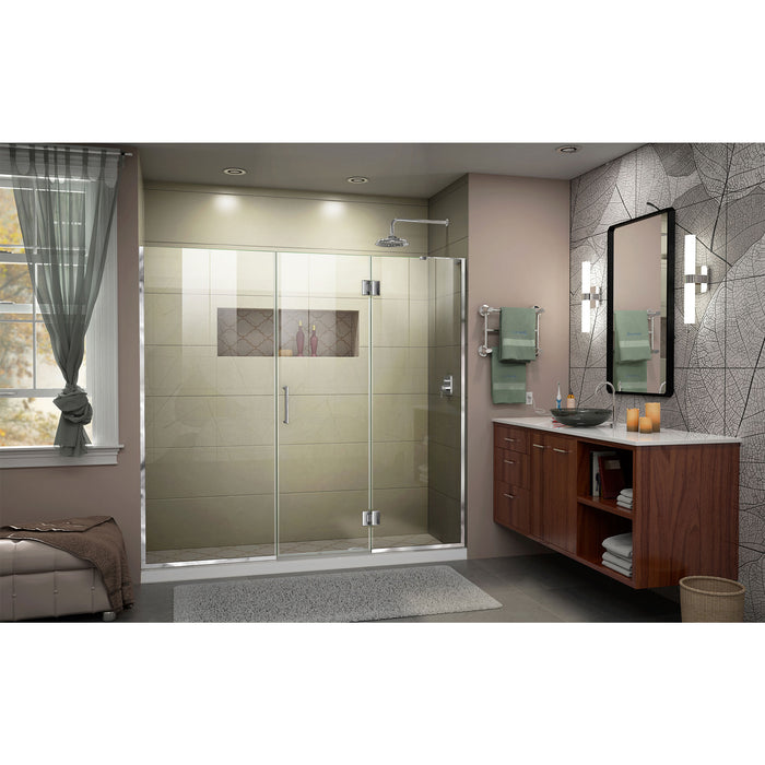 DreamLine D3231472R-01 Unidoor-X 61-61 1/2"W x 72"H Frameless Hinged Shower Door in Chrome
