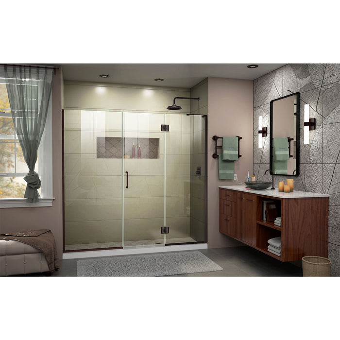 DreamLine D32414572R-06 Unidoor-X 62 1/2-63"W x 72"H Frameless Hinged Shower Door in Oil Rubbed Bronze