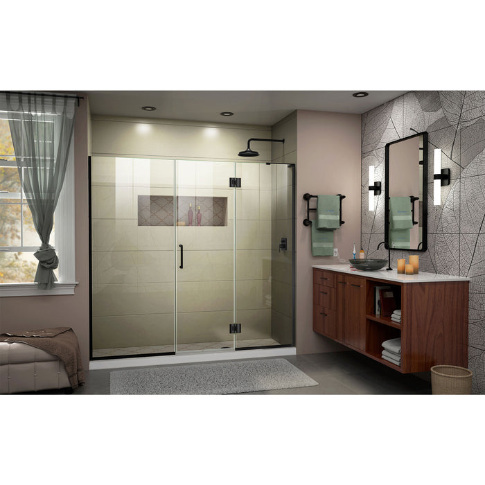 DreamLine D32814572R-09 Unidoor-X 66 1/2-67"W x 72"H Frameless Hinged Shower Door in Satin Black